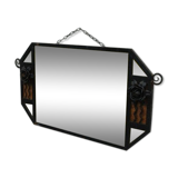 Bevelled mirror in wrought iron 92x48cm