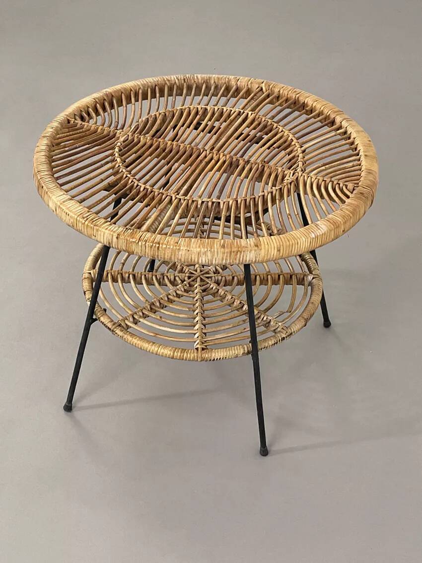 Rattan side table