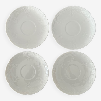 4 white Royal Schwabap saucers