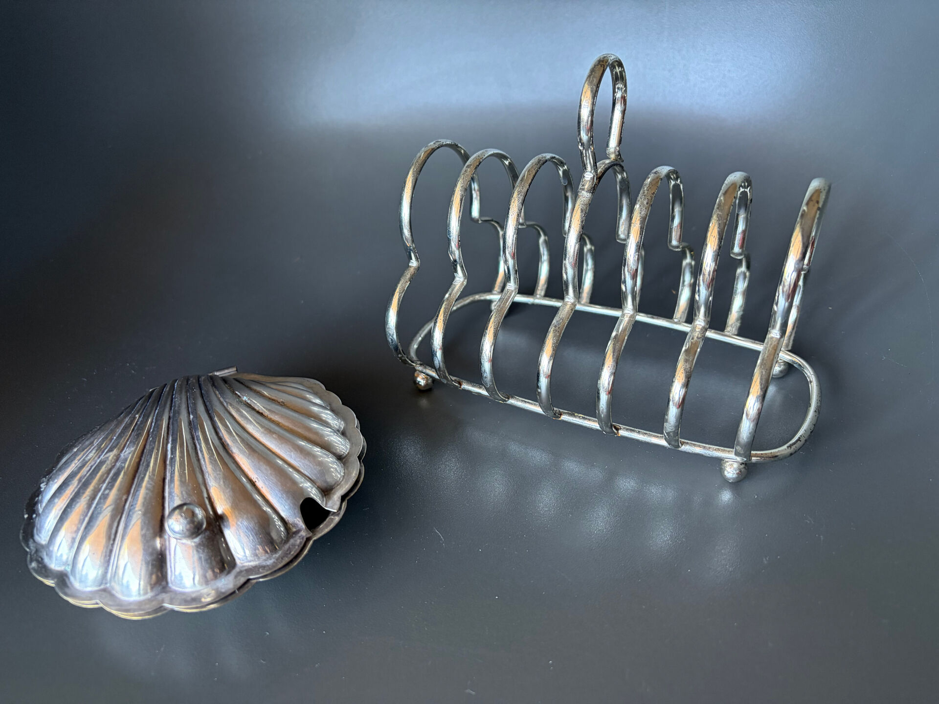 Shell Butter Dish & Vintage Toast Rack