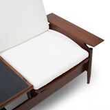 Wooden canapé and white boucle by Mario Franchioni for Framar, 1960s.