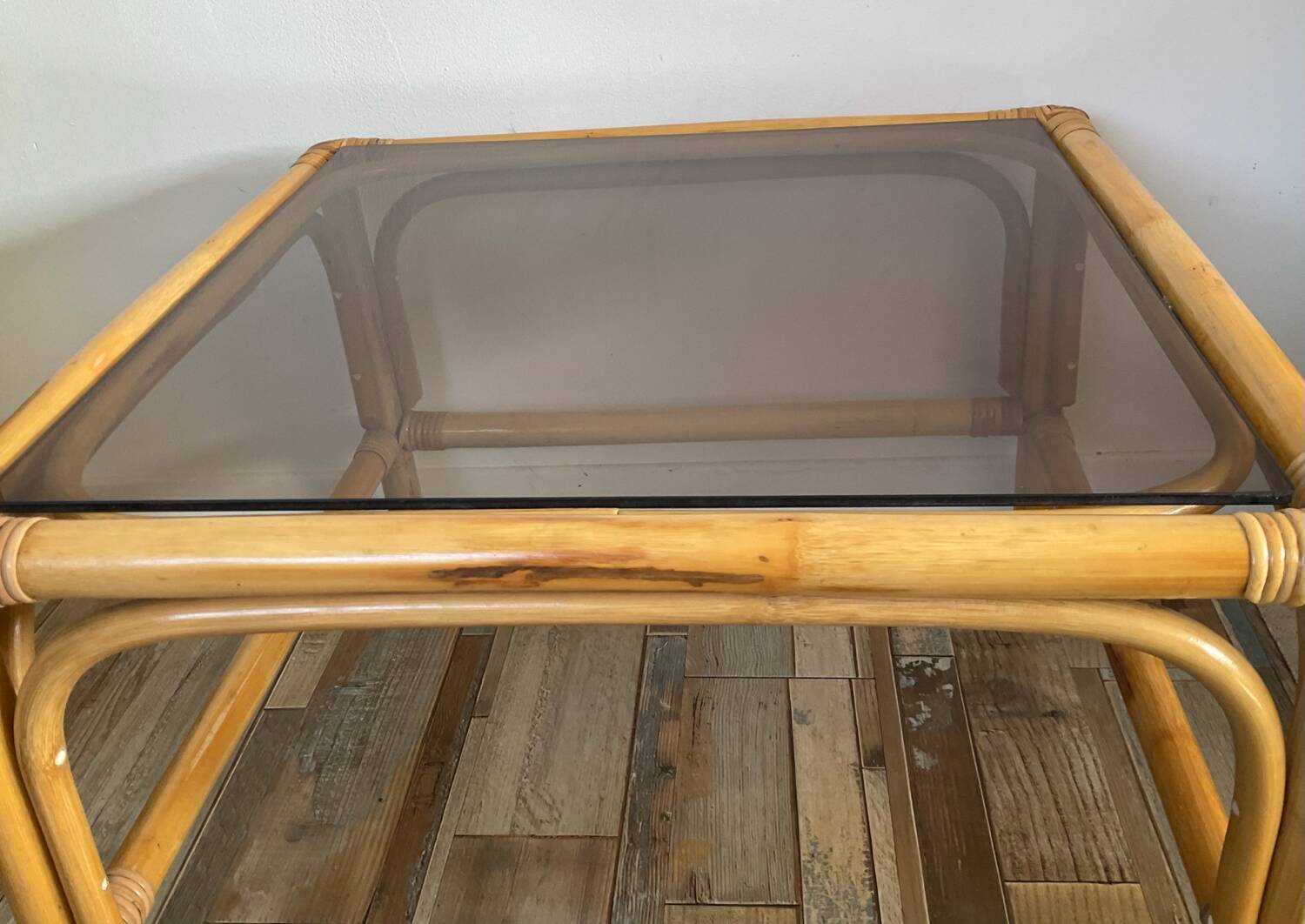 Tabb bo the vintage rattan and smoked glass bass