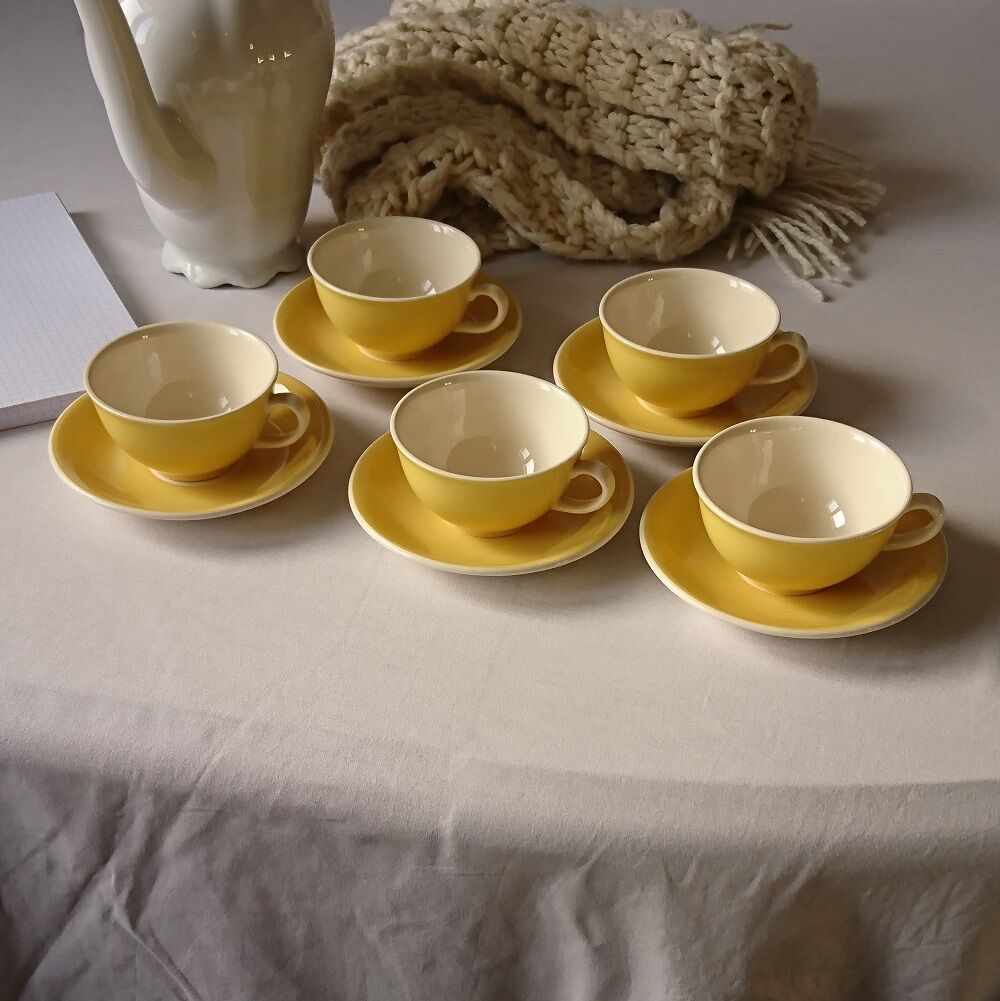 Coffee set 5 yellow cups Villeroy & Boch vintage