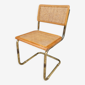 Chaise de Marcel Breuer en cannage modèle B32 vintage couleur doré