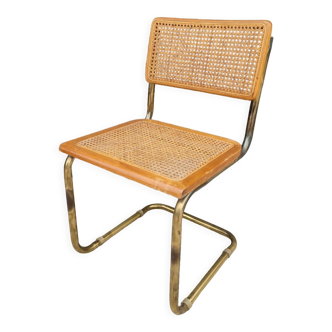 Chaise de Marcel Breuer en cannage modèle B32 vintage couleur doré