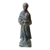 Sculpture en bois polychrome de Saint Antoine, école ibérique, XVIIIe siècle