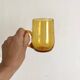Verres chopes en verre soufflé ambré , années 70
