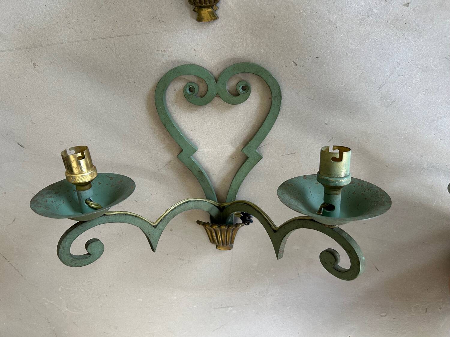 Set of 4 antique metal wall lights / 1950s