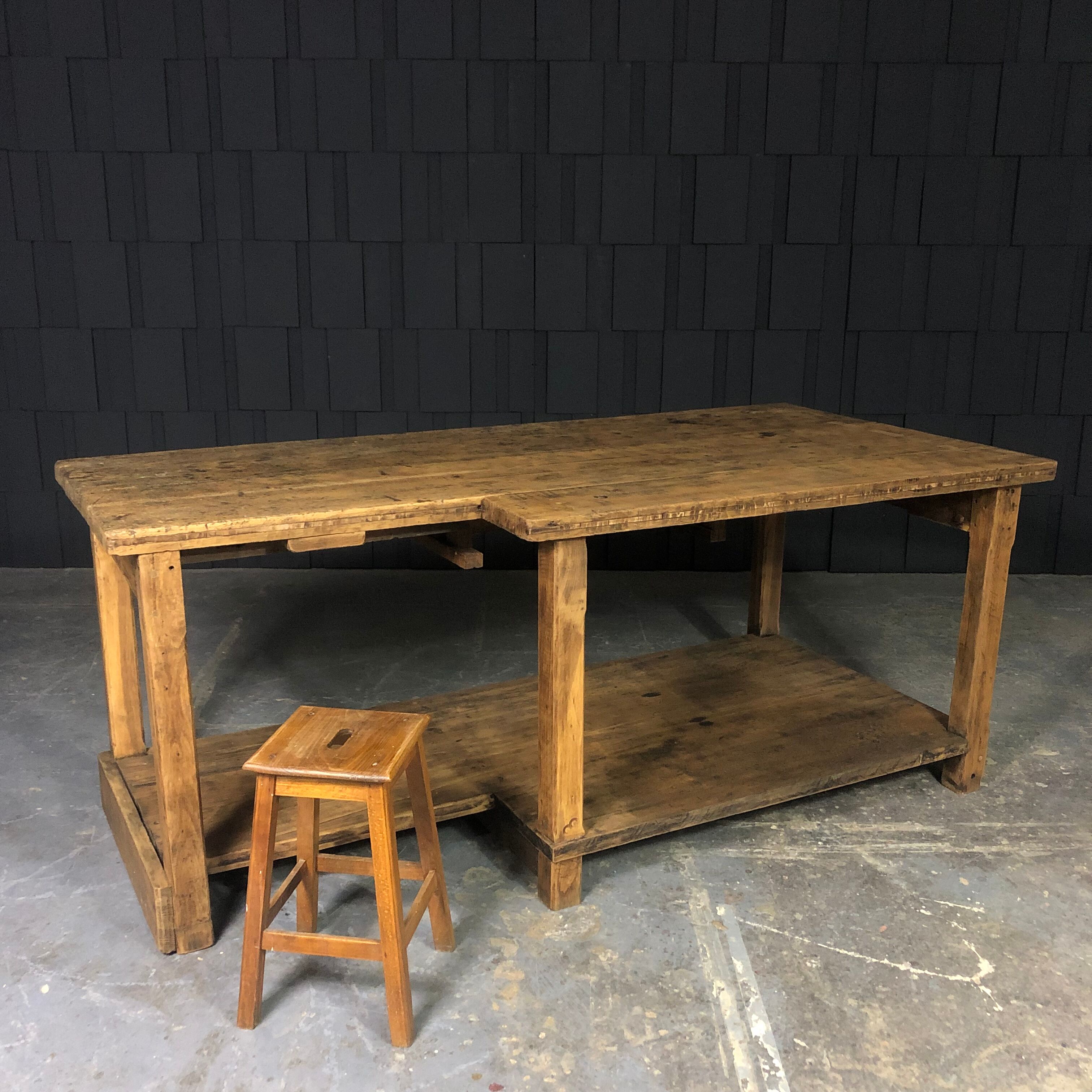 Old oak workshop table