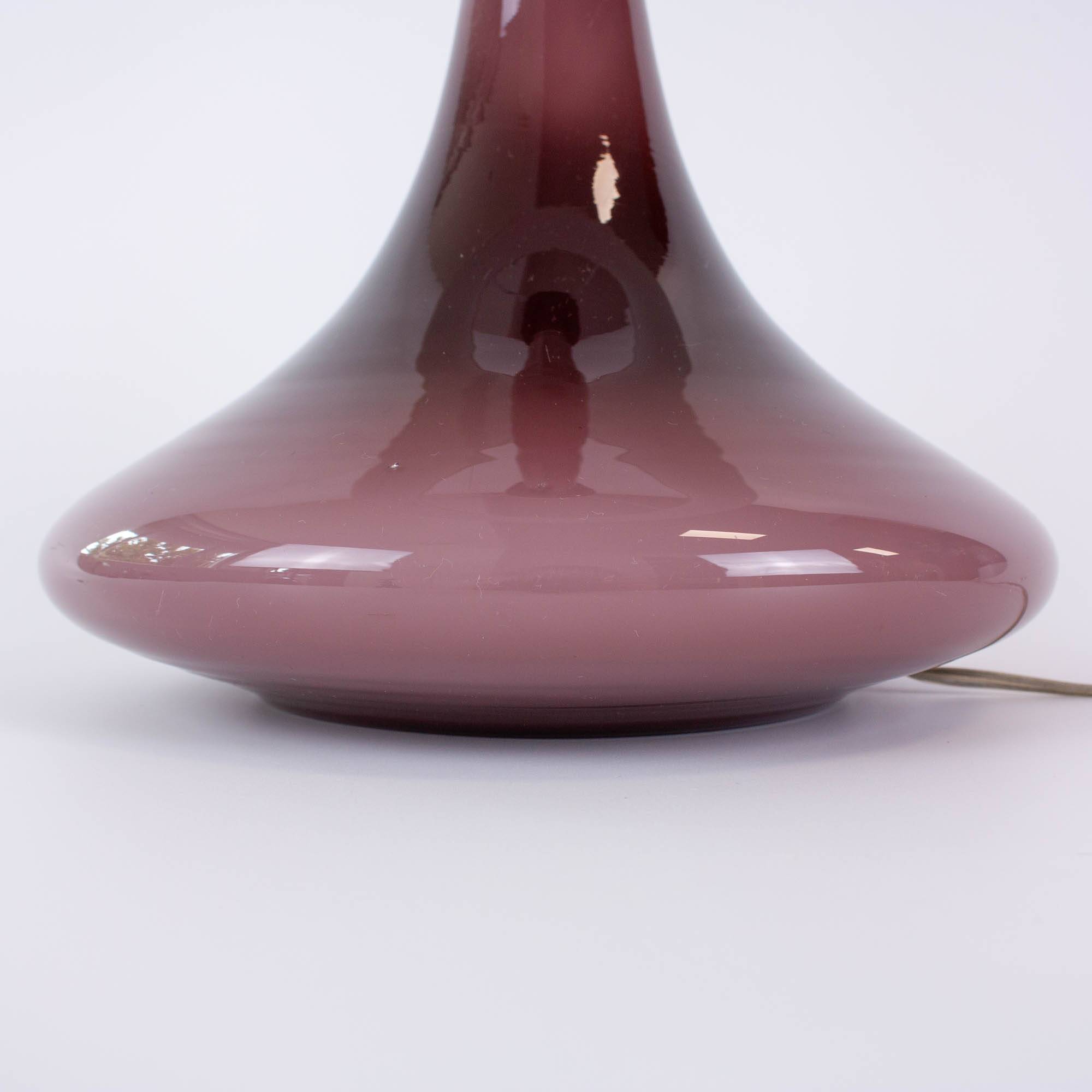 1960s Portuguese Amethyst Opaline Glass Table Lamp