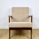 PRL armchair "Stefan" oak wood vintage beige - gold boucle - 3 pieces available