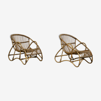 Paire de fauteuils en rotin 1960s