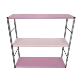 Pink string shelf with black uprights. 47x49x16