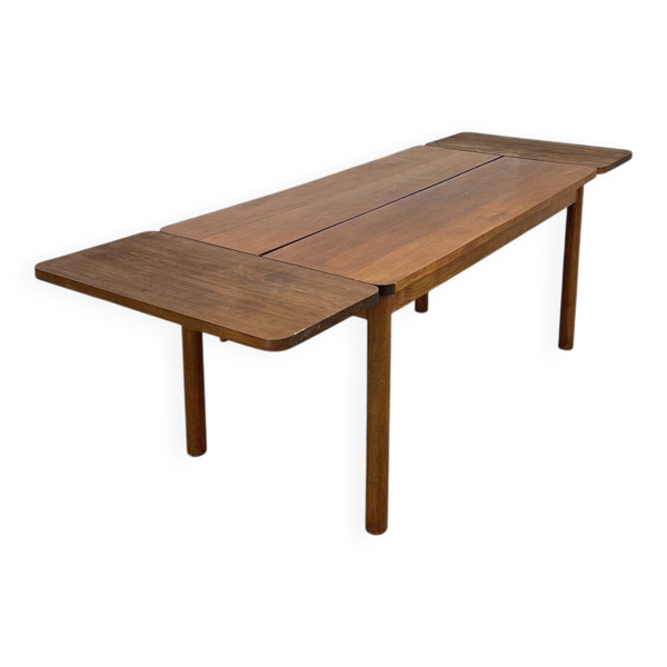 Table en bois à rallonges moderniste 1950's