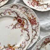 8 polychrome ironstone dinner plates "Wentworth" by Emile Bourgeois