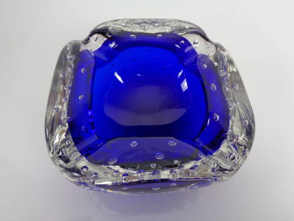 Blue Sommerso Murano Glass Ashtray, Italy, 1960s