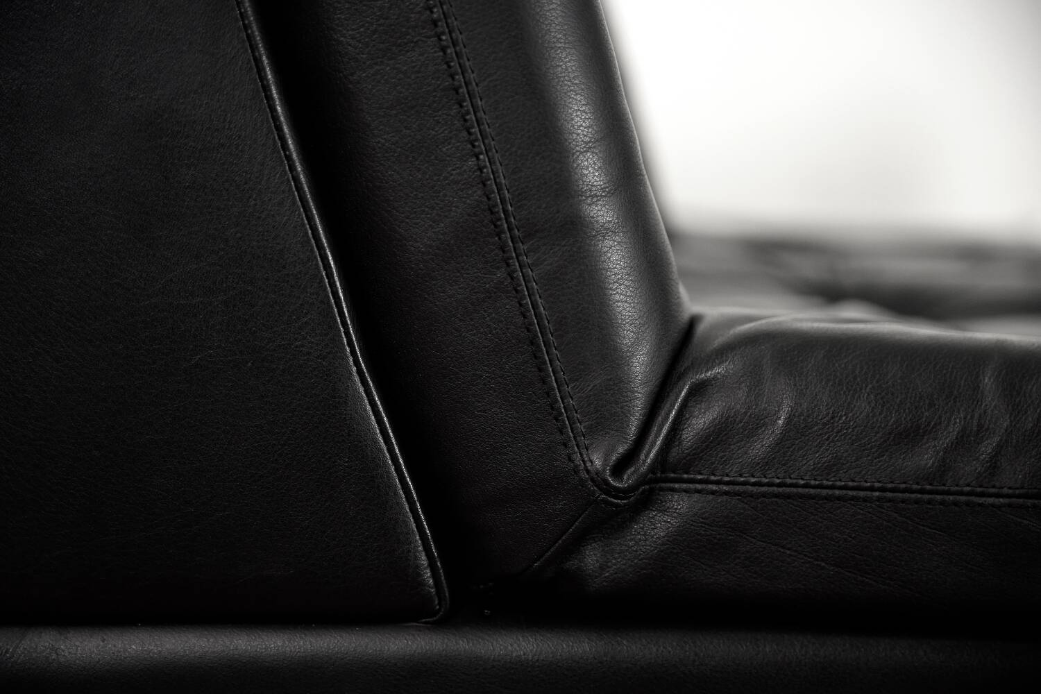 Vintage Mid-Century German Modern Minimalist Leather and Chrome Modular Sofa