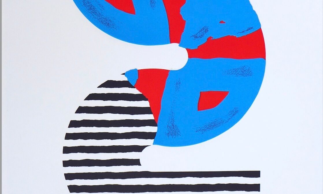 Kumi sugai, s (red and blue), 1990. original lithograph with signed embossing