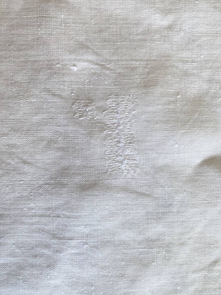 Set of 10 antique hand-embroidered "DM" napkins - Linen threads - 72x86 cm