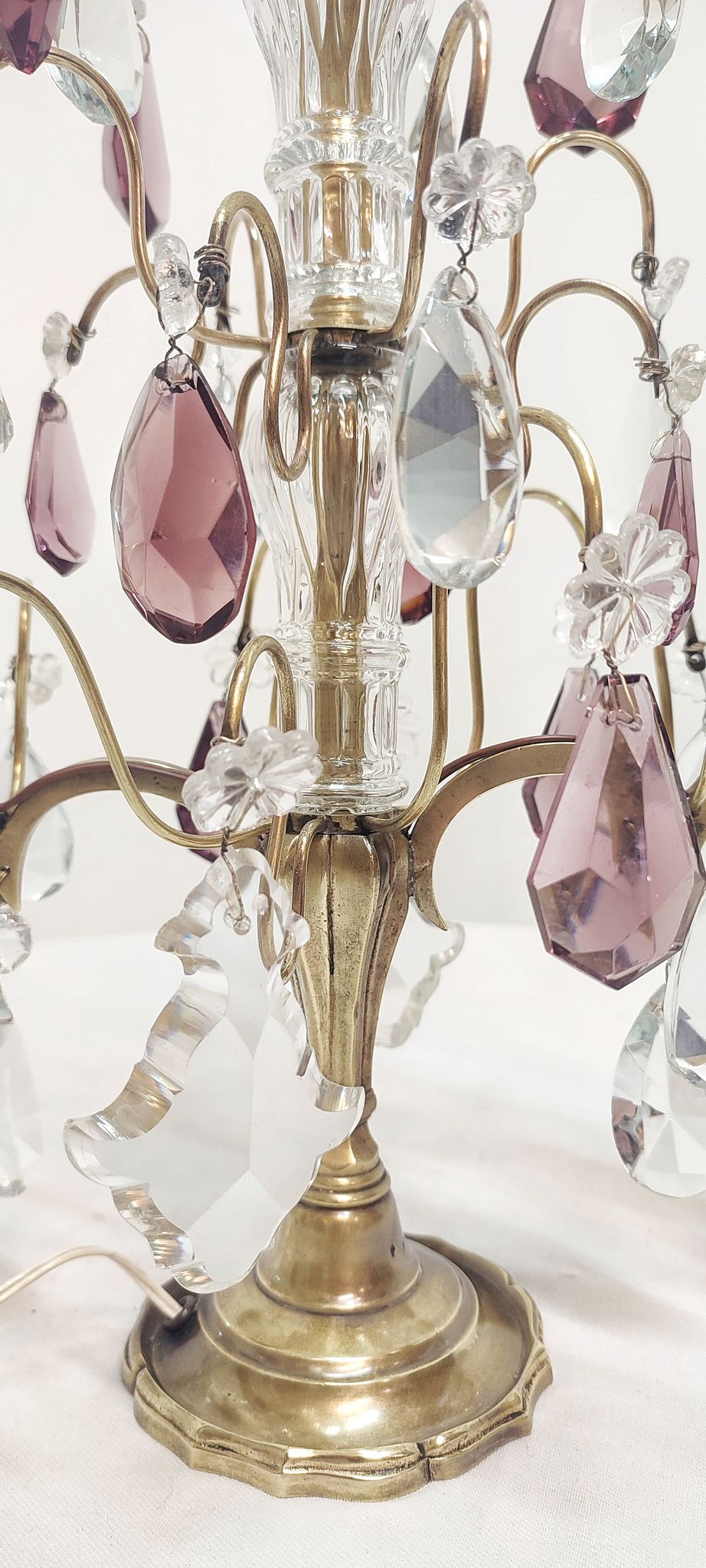Lampe de table en bronze et cristal, France