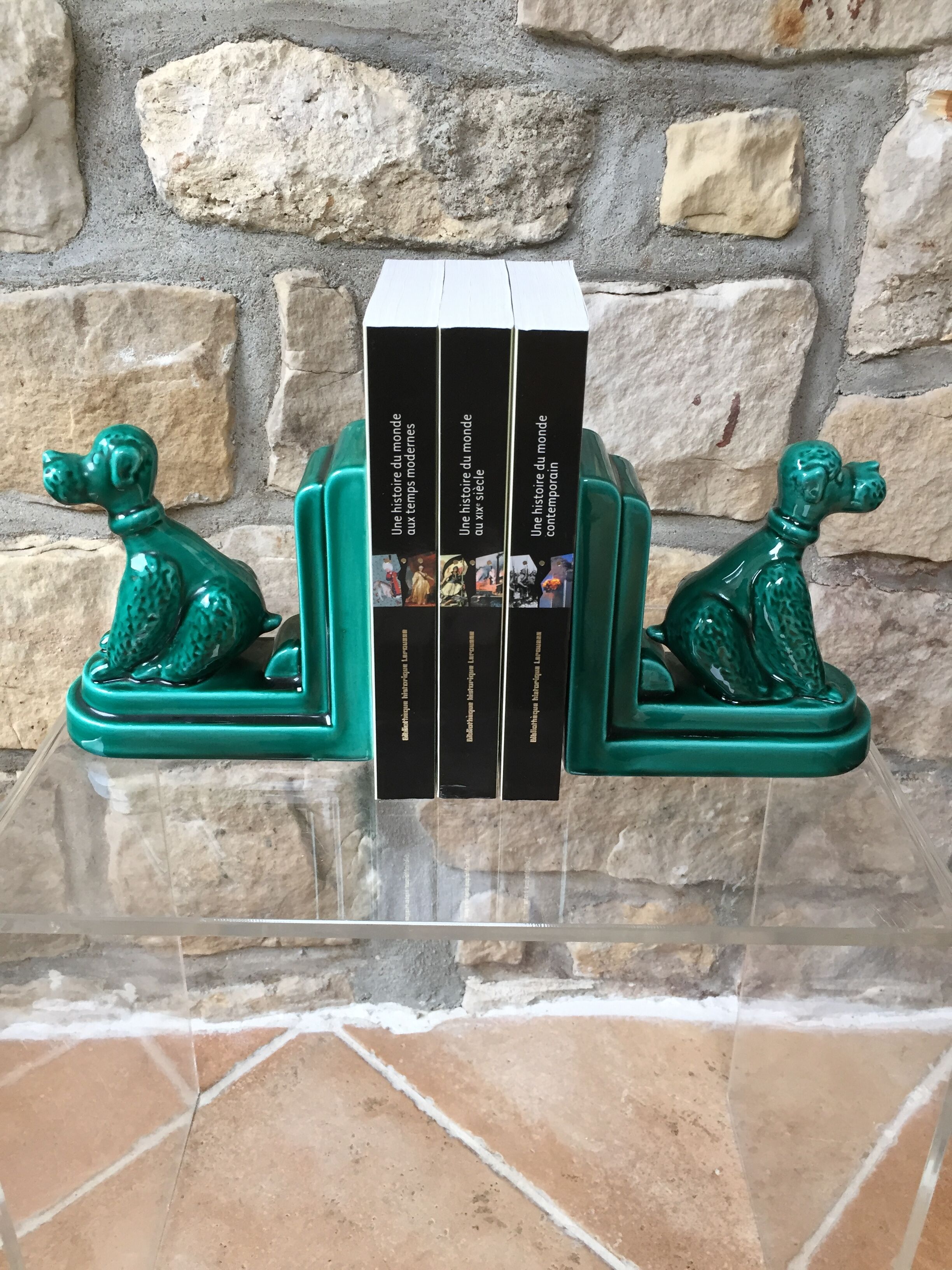 Pair of greenhouse books in the shape of dogs Art Deco