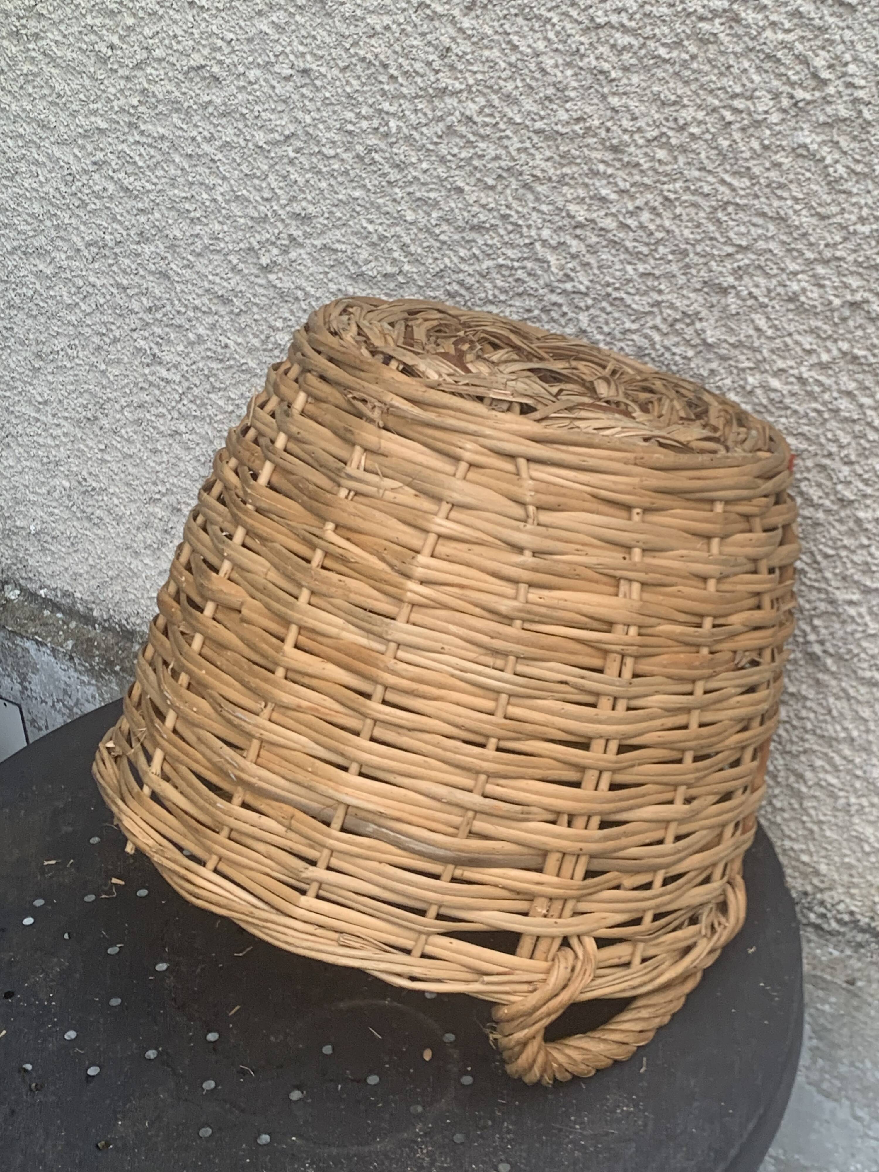 Basket, old Dame Jeanne basket, vintage and artisanal