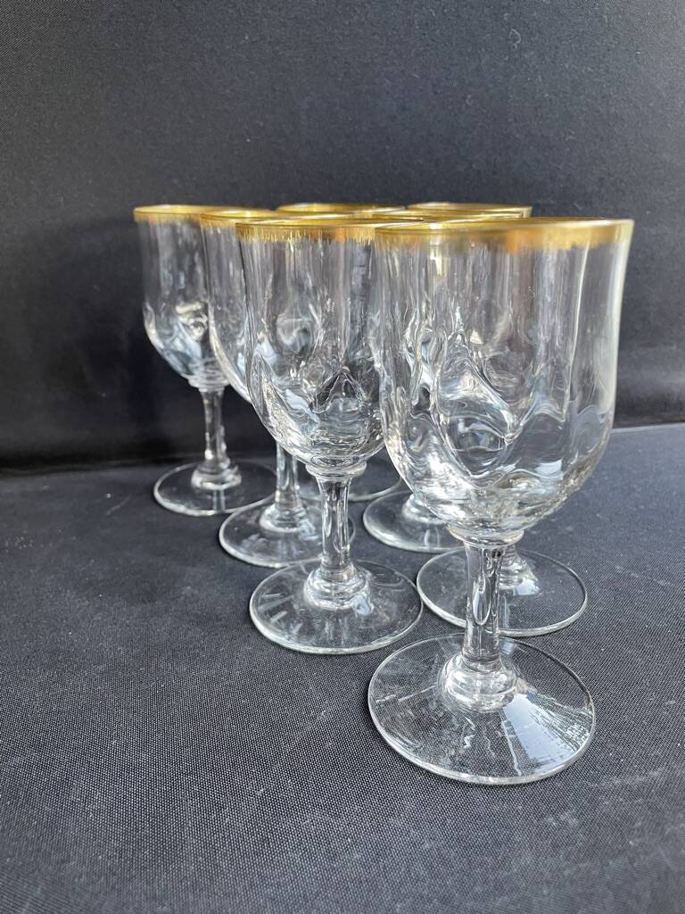 8 Daum gold-plated wine glasses