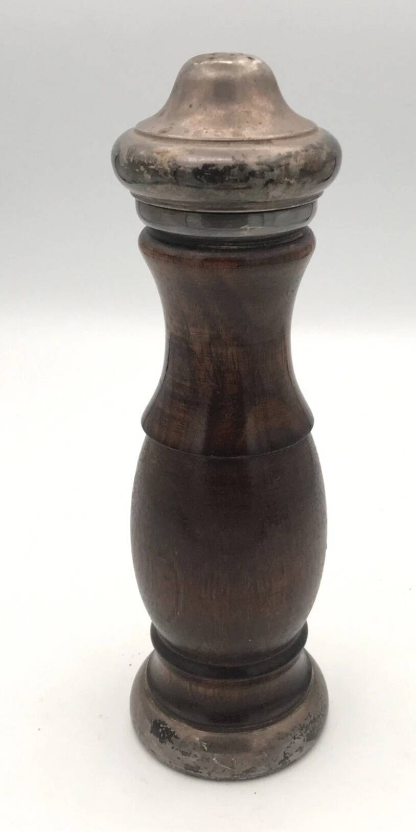 Vintage pepper mill in wood and silver, fisher silversmith 1937, italy