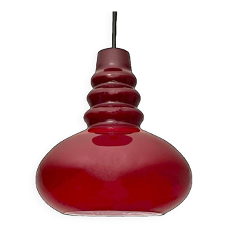 Peill & putzler vintage red opaline pendant lamp, 60s 70s