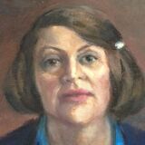 Painting painting on cardboard panel int-case J. Binet Portrait Woman