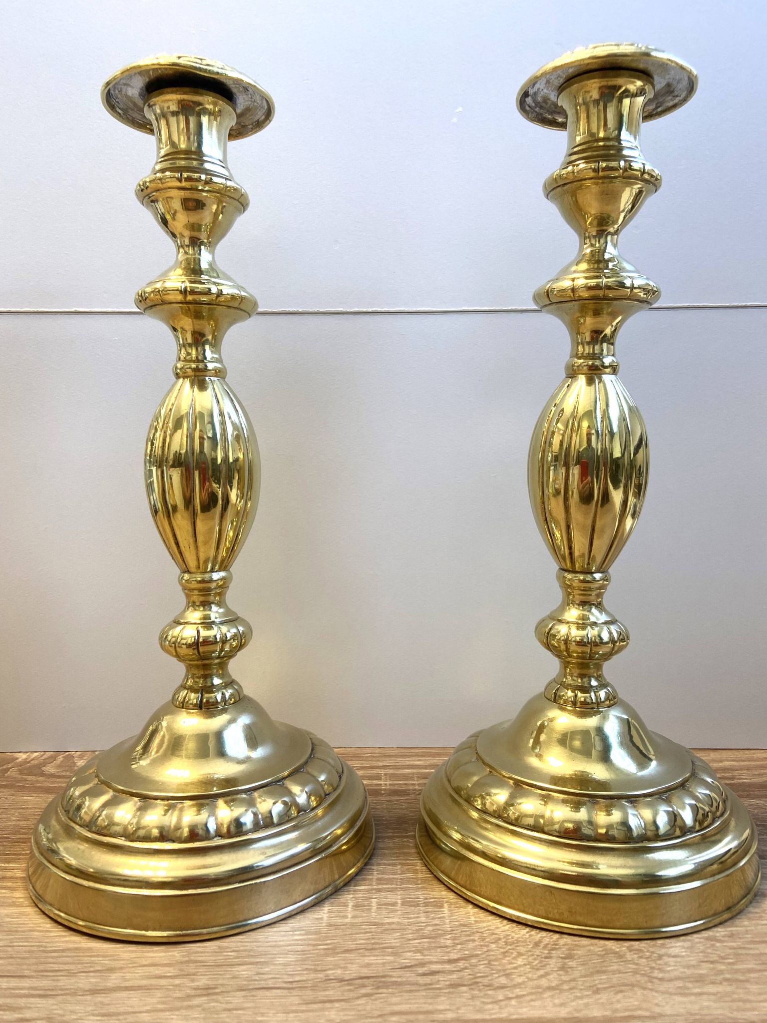 Antique pair of Louis Philippe period candlesticks and torches