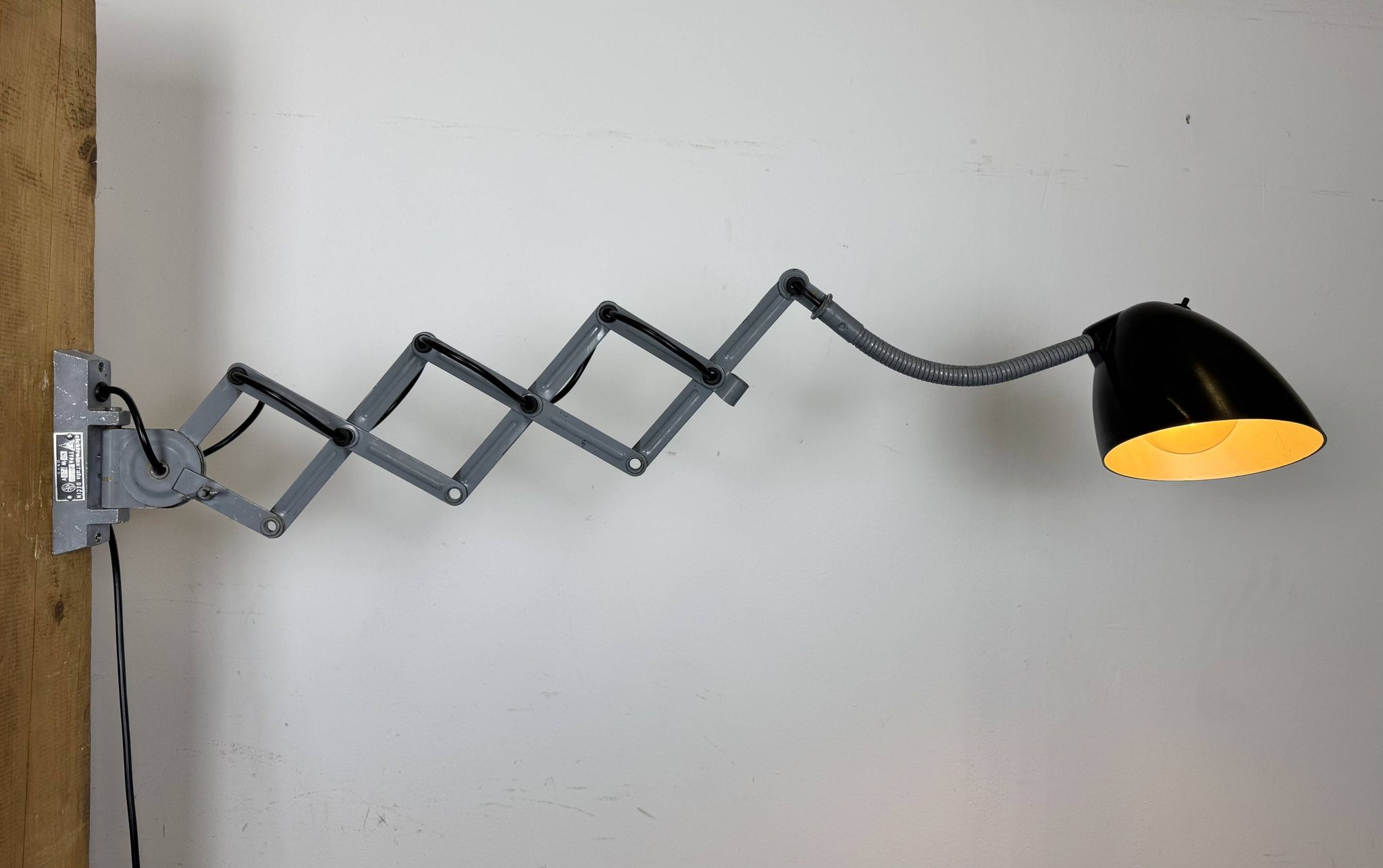 Grey Industrial Scissor Wall Lamp from Elektroinstala, 1960s