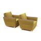 Ensemble de 2 fauteuils vintage verts des années 1970.