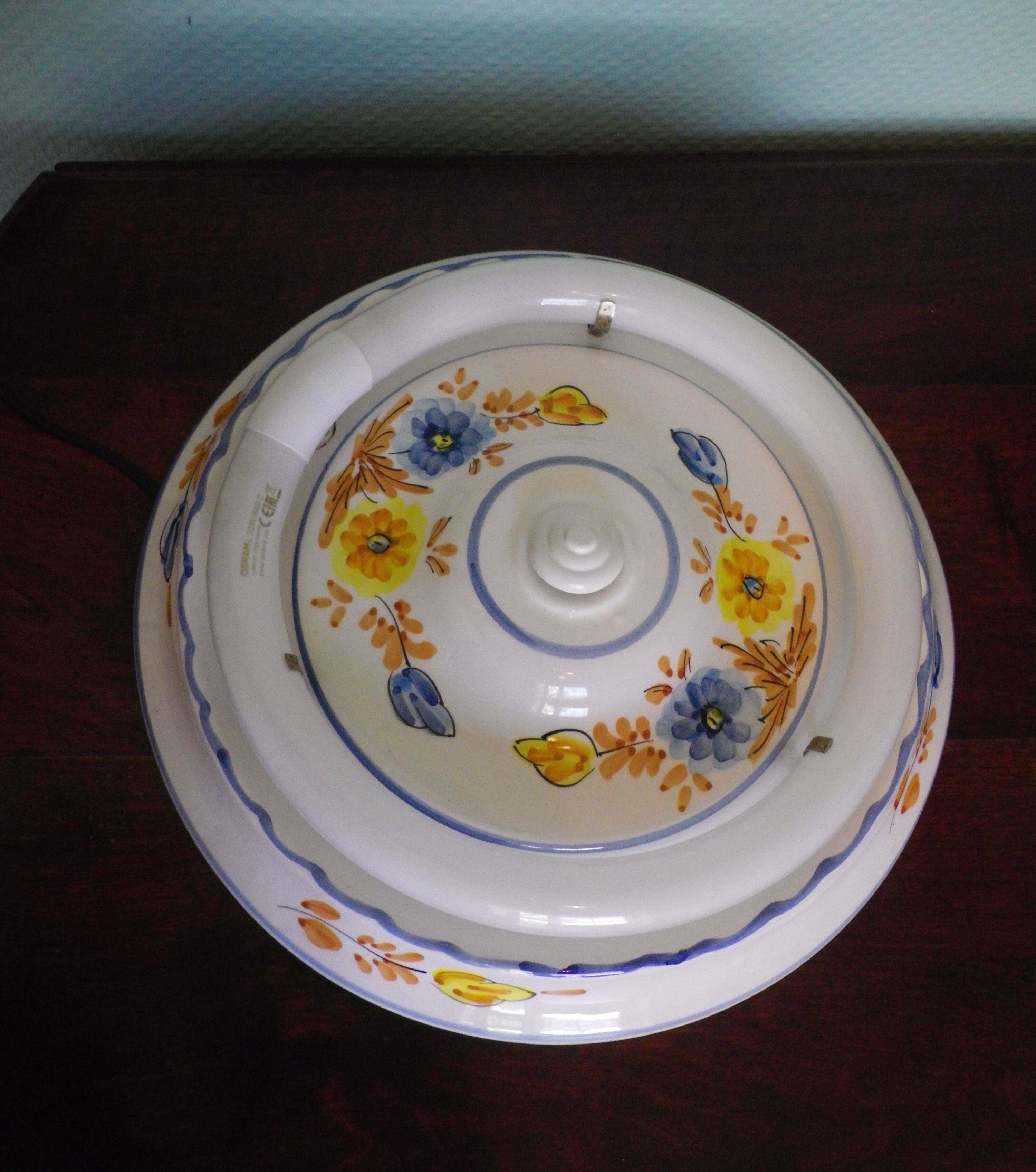 Round hand-painted ceramic ceiling light