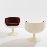 Eero Aarnio pair of Cognac alpaca velvet chairs 1967