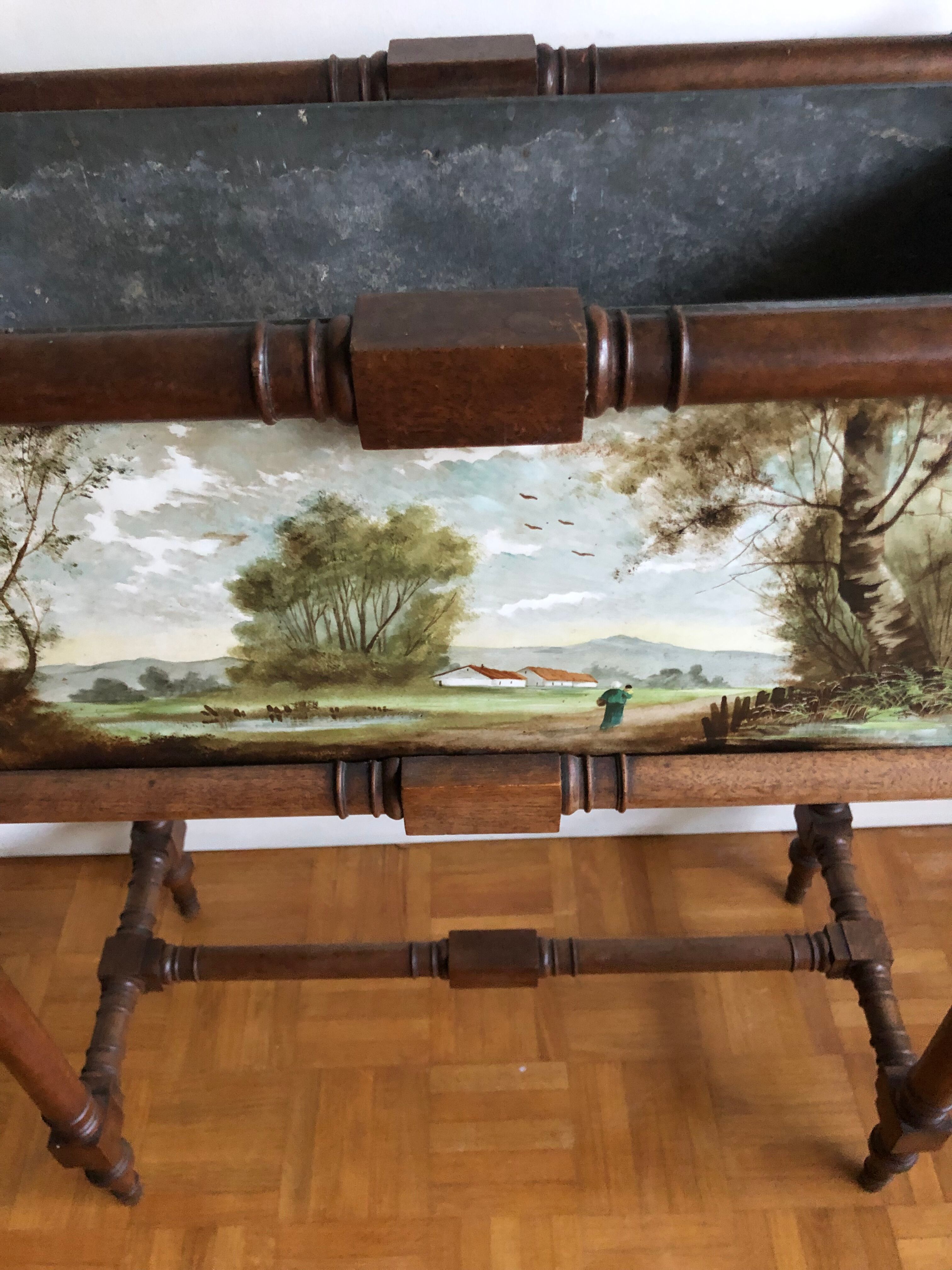 Old planter with painted earthenware