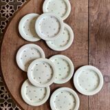 10 assiettes à dessert Salins vintage verts pâles et dorées