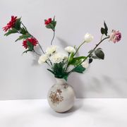 Vase en céramique ivoire et détails floraux marron par Rosenthal, Italie