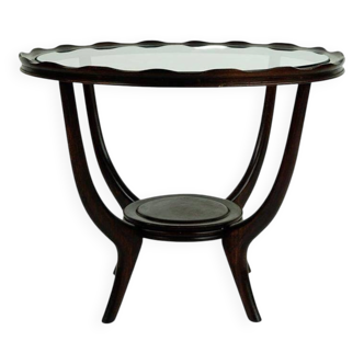 Italian round coffee table from the 1950s with a glass top, attributed to Carlo di Carli.