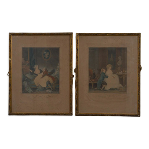 paire de gravures en - xixe
