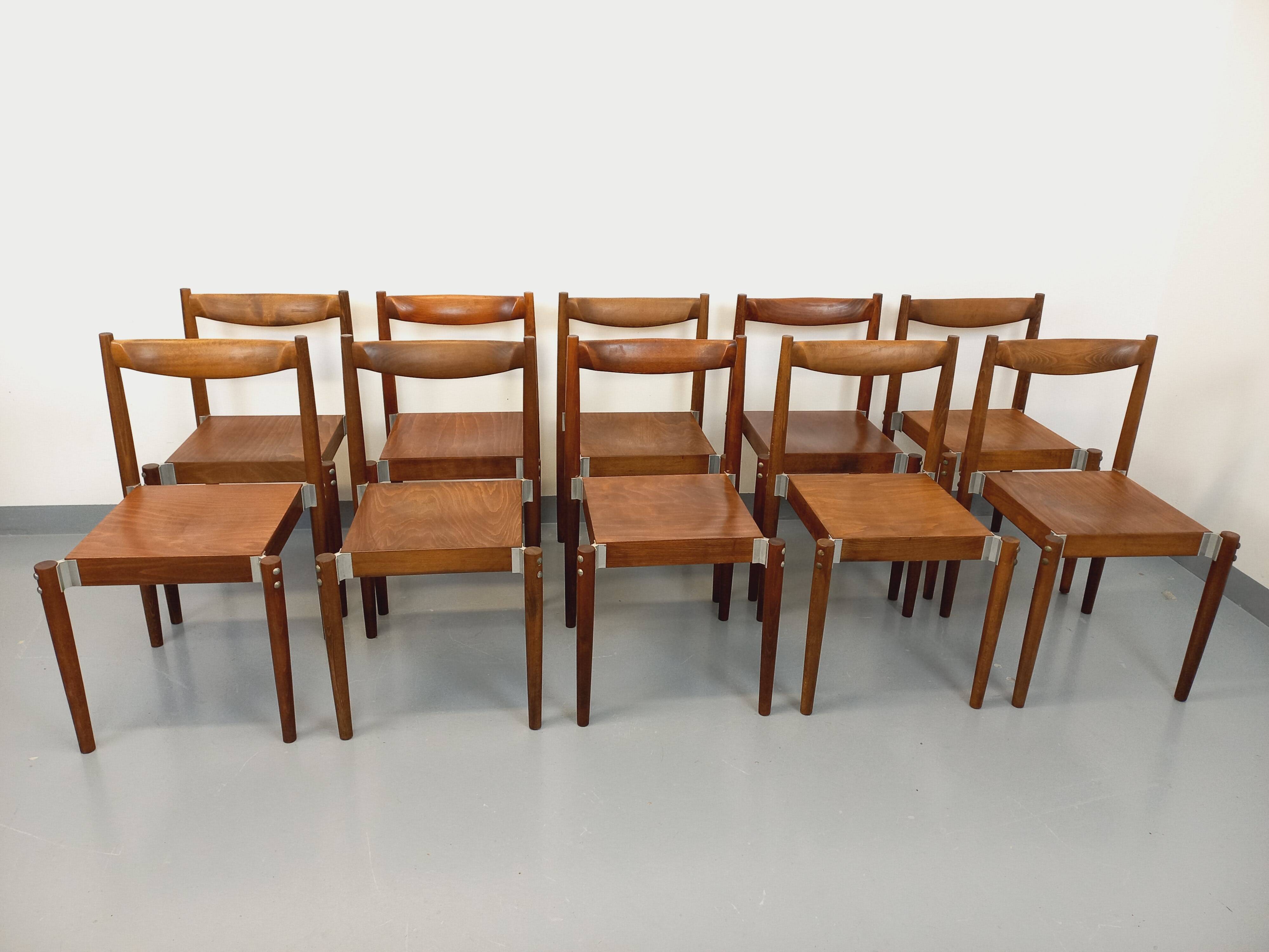 Set of 8 stackable chairs from the Czech manufacturer Bukoza