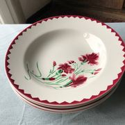 Lot de 4 assiettescreuses Digoin Sarreguemines modèle œillets