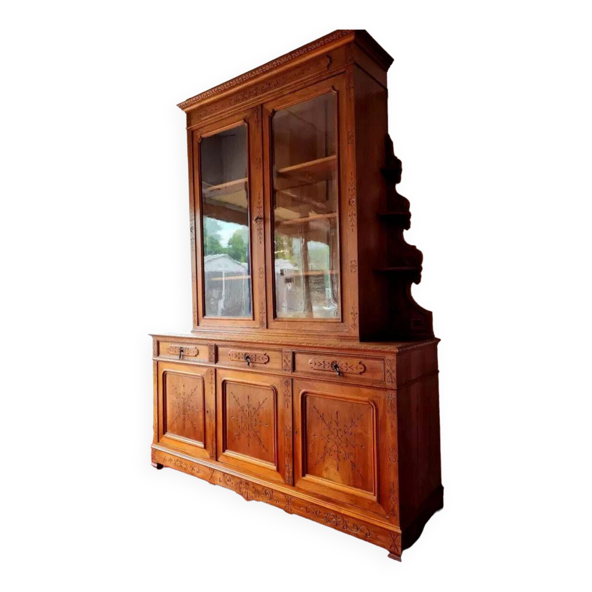 Louis Philippe period castle library in walnut circa 1830