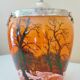 Seau, pot à biscuits ancien, verre soufflé, émaillé, ateliers Legras, art nouveau