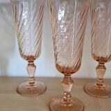 6 verres à champagne en rosaline