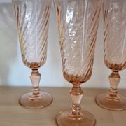 6 verres à champagne en rosaline