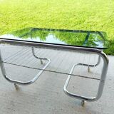 70s chrome and glass tubular frame coffee table