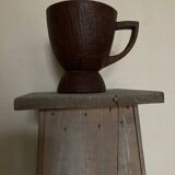 Midcentury Cubist XXXL Cup in West African Monoxyl Wood