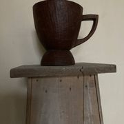 Midcentury Cubist XXXL Cup in West African Monoxyl Wood