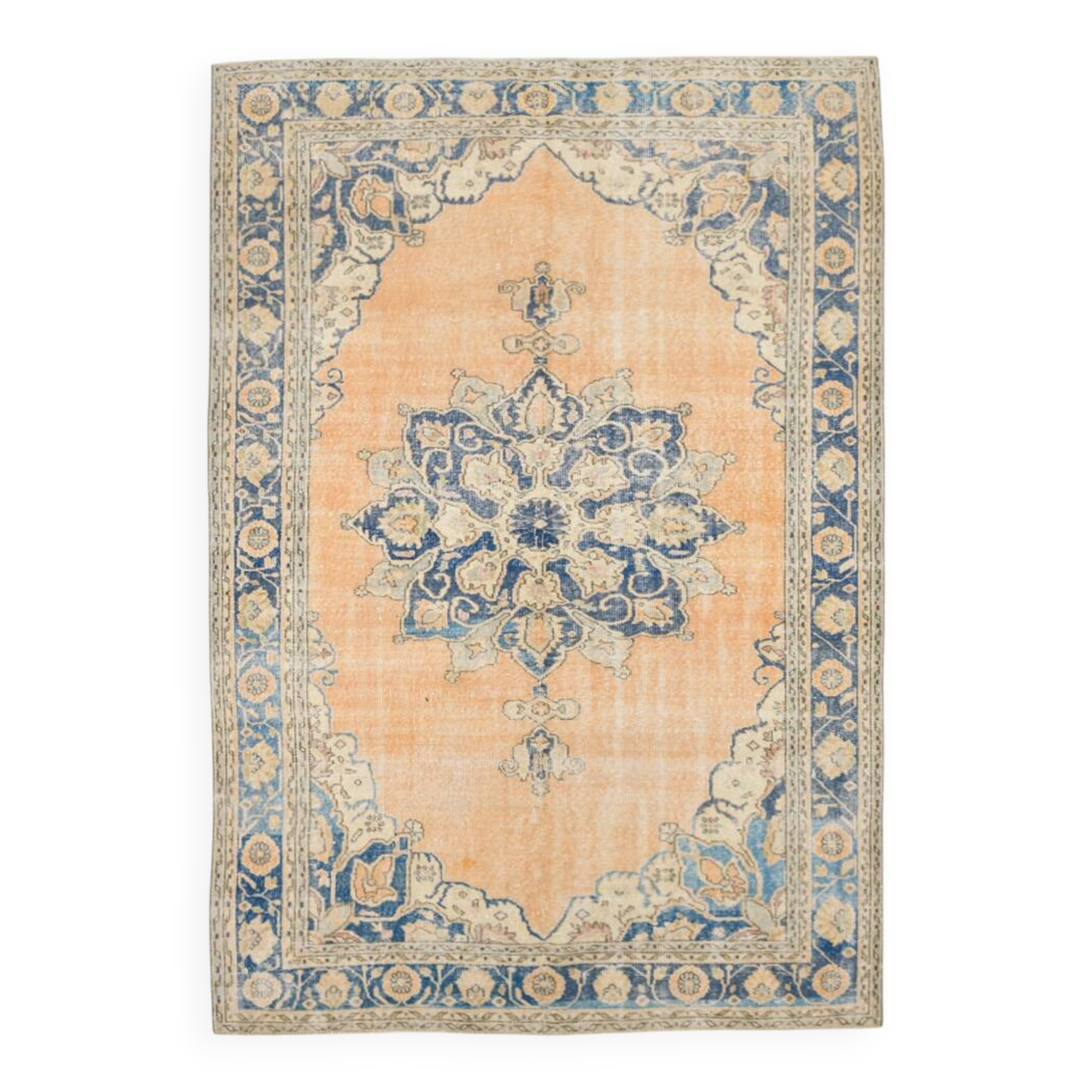 Large Blue Persian Area Rug, 206x294Cm